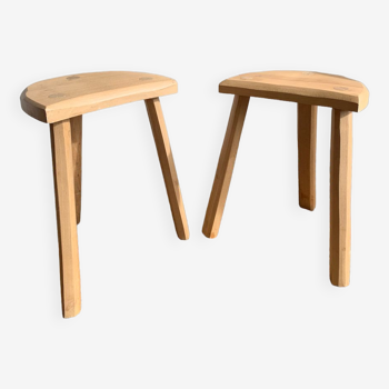 Pair of raw wood stools
