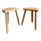 Paire de tabourets  bois brut