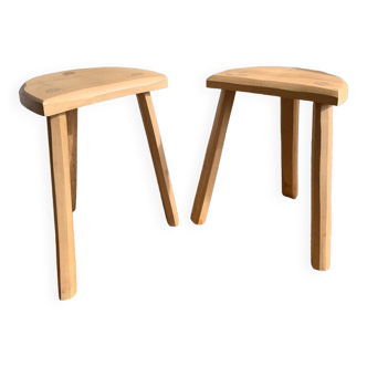 Pair of raw wood stools