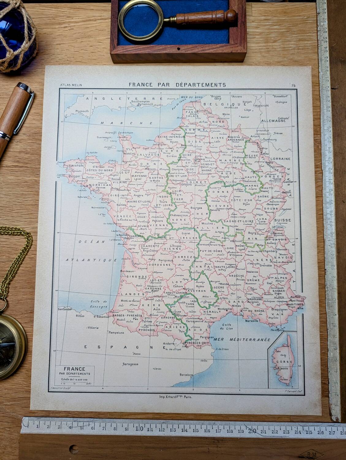 Printed in 1896, France and its departments.