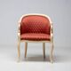 Trüggelmann - Swan neck armchair - Marble and gold base, poppy red damask