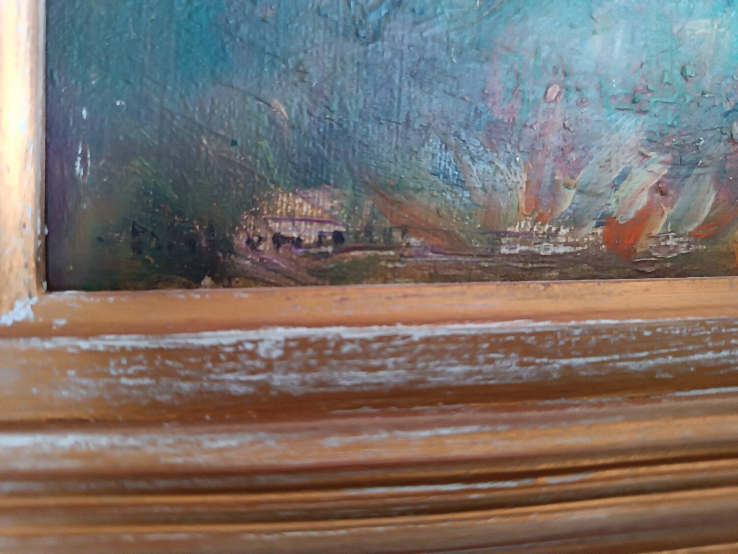 Oil painting, horseback riding in the forest