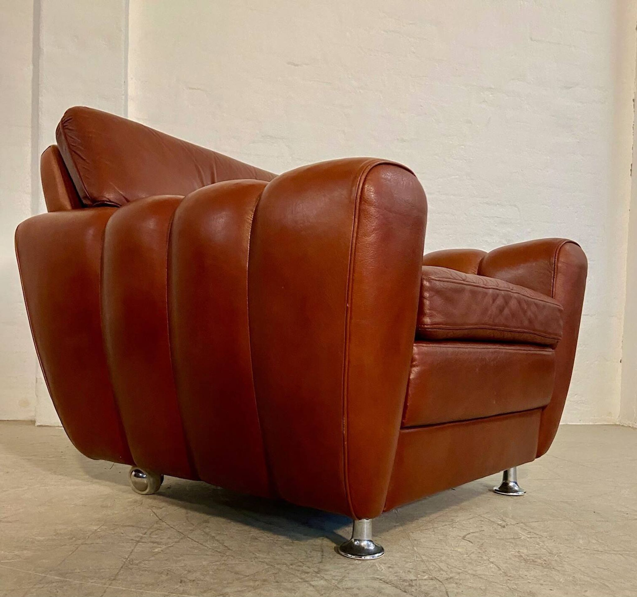 Vintage Danish mid-century Svend Skipper leather club chair 1970s