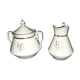 Porcelain sweetener and milk jug with cipher