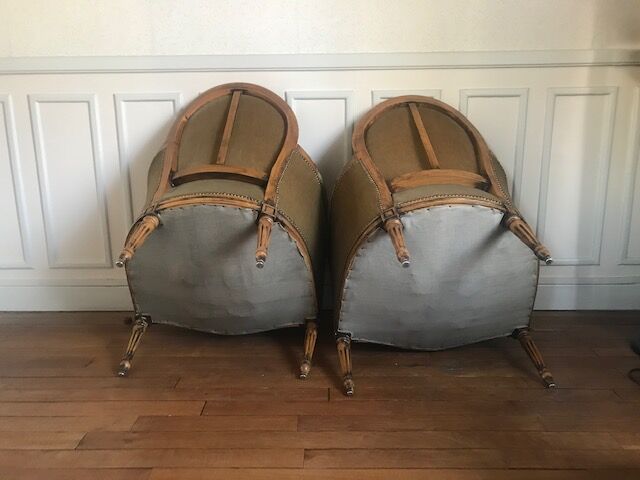 Velvet bergère chairs