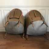 Velvet bergère chairs