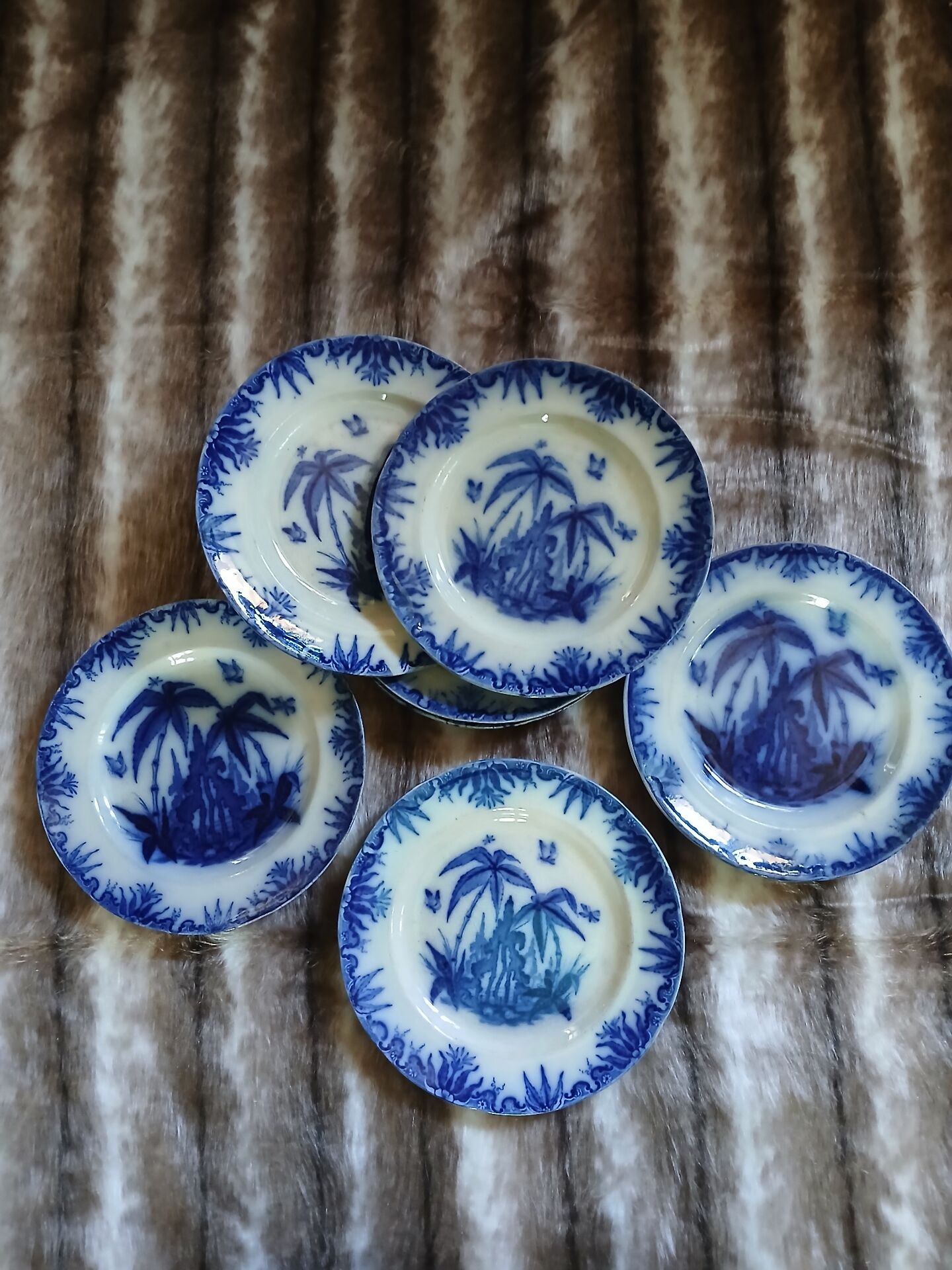 8 very old flat plates made of ironstone