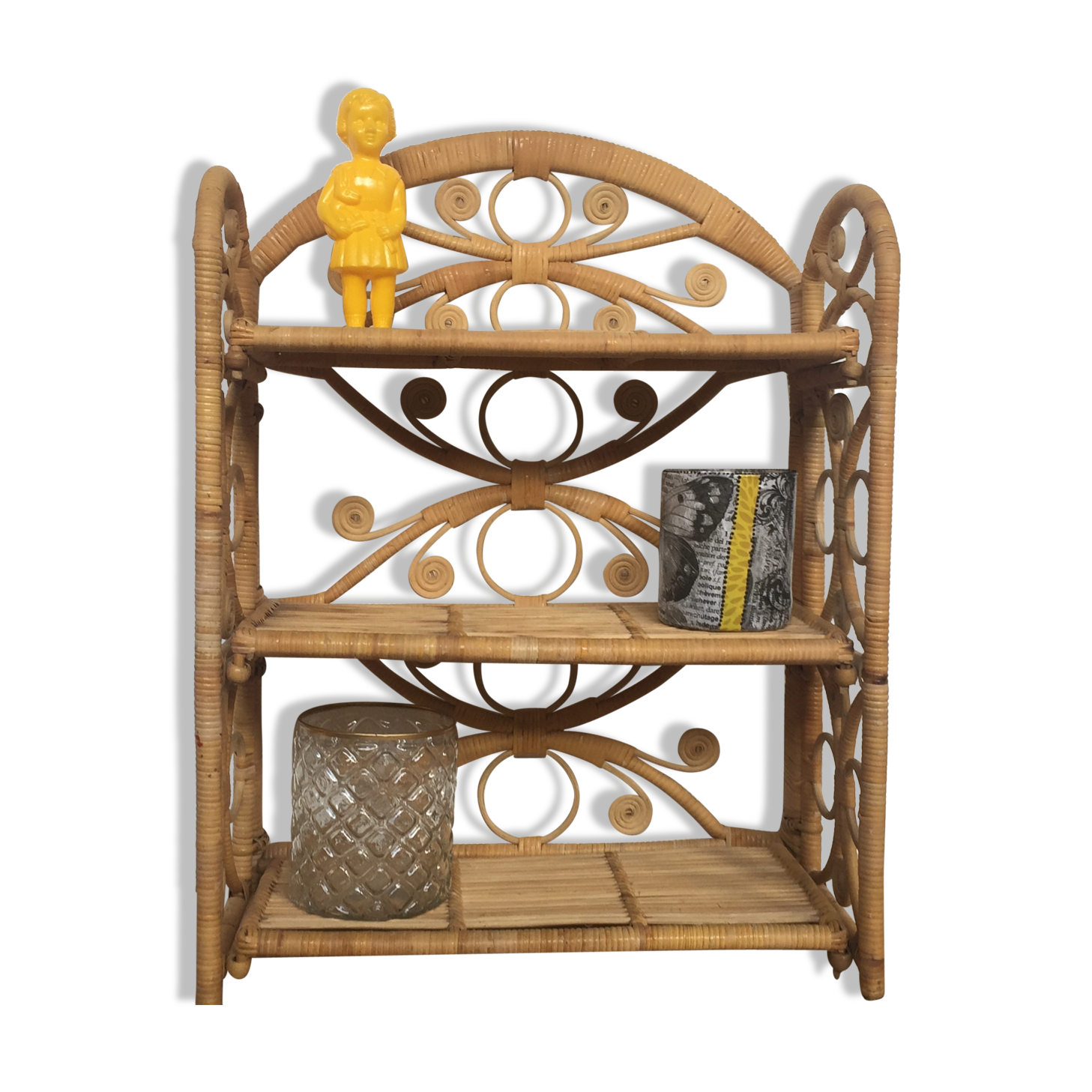 Etagere rotin peacock vintage