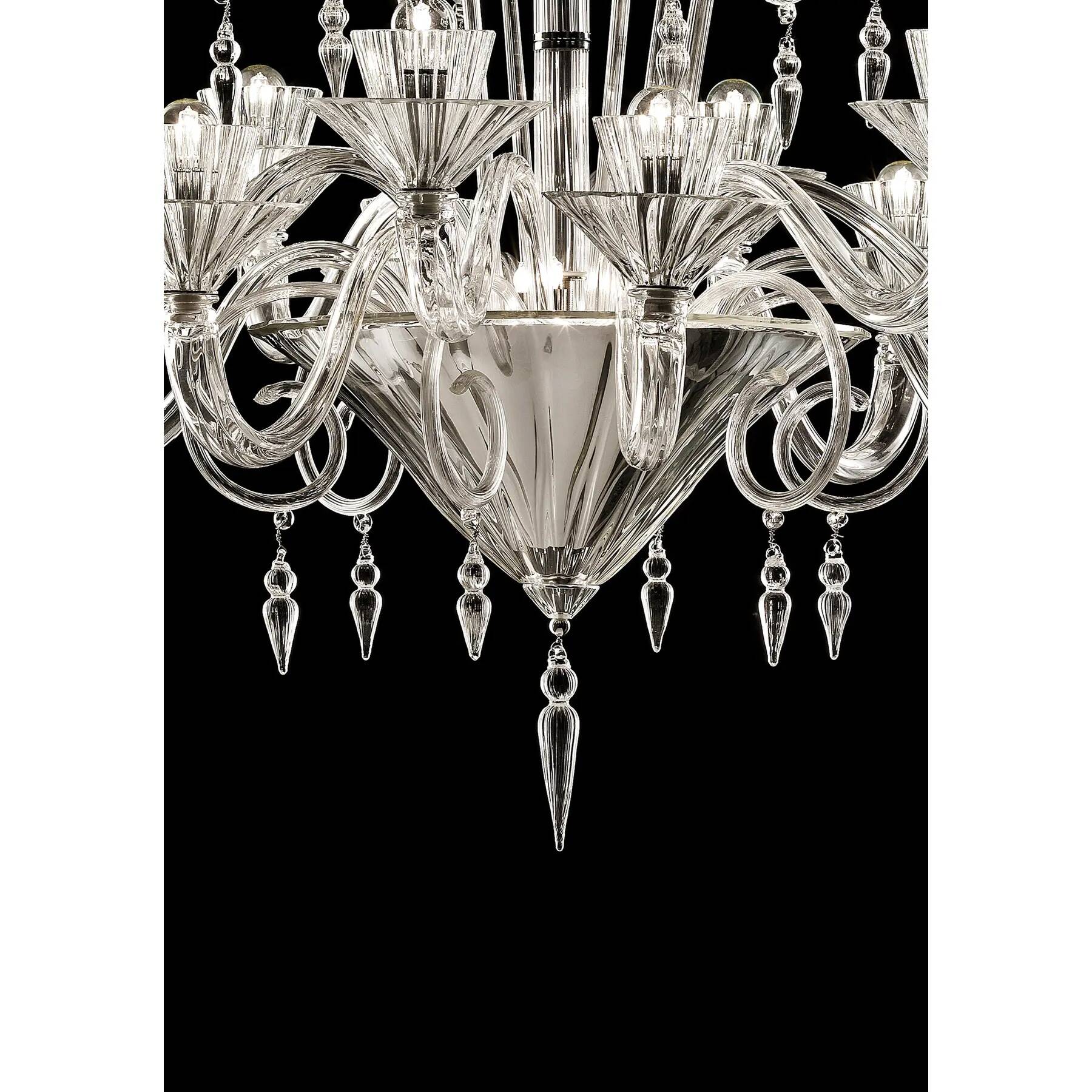 Majestic Imperial Murano Glass “Rigadin” Chandelier in Crystal Clear