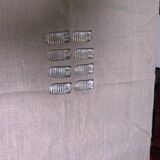 8 knife holders in transparent molded glass, patented SGDG vintage 1960