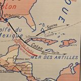 Carte de géographie ancienne / carte d'école Amérique du Sud Amérique du No