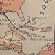Old geography map / school map South America North America