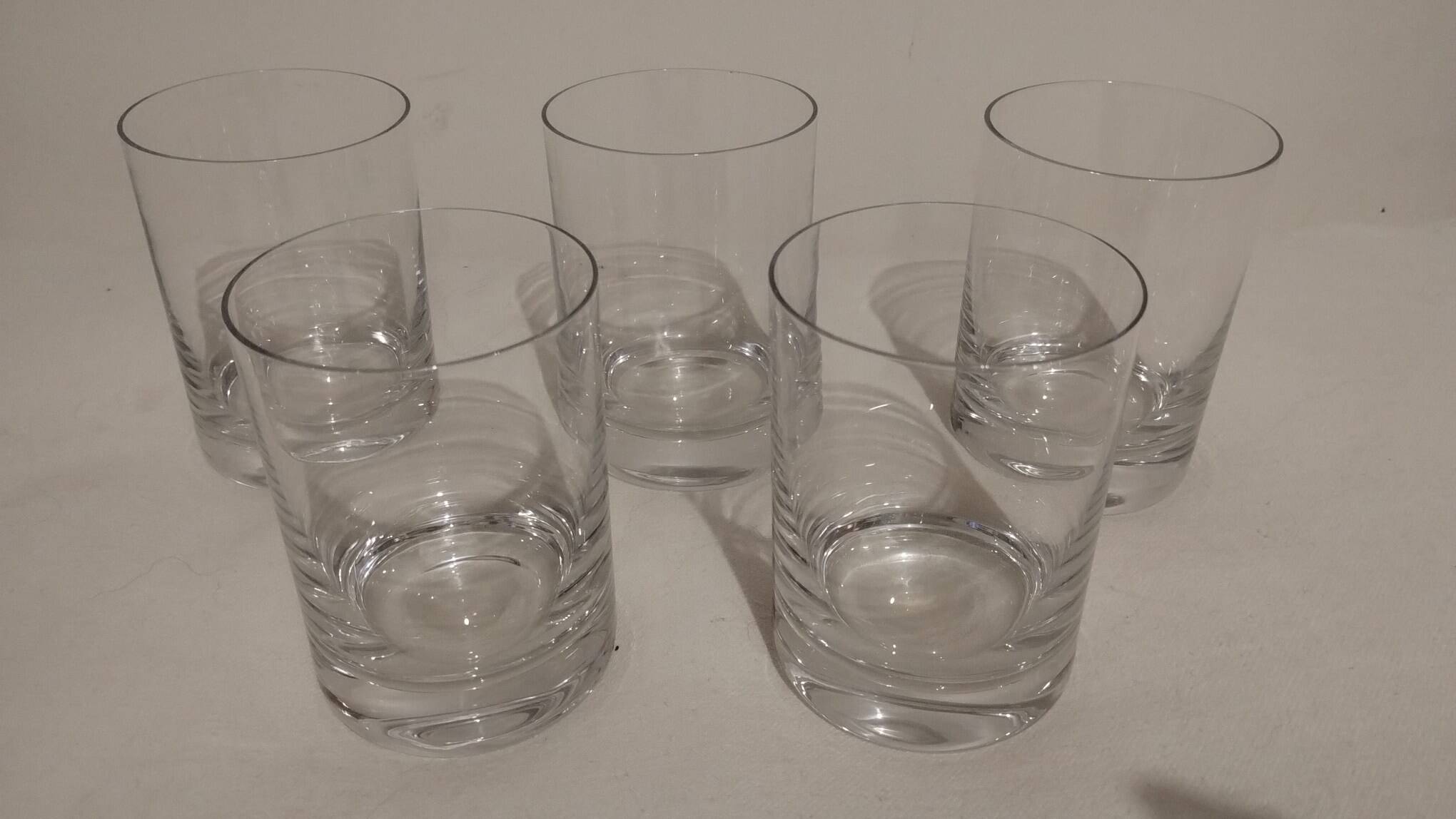 Set of 5 soda or whisky glasses signed "Daum France"