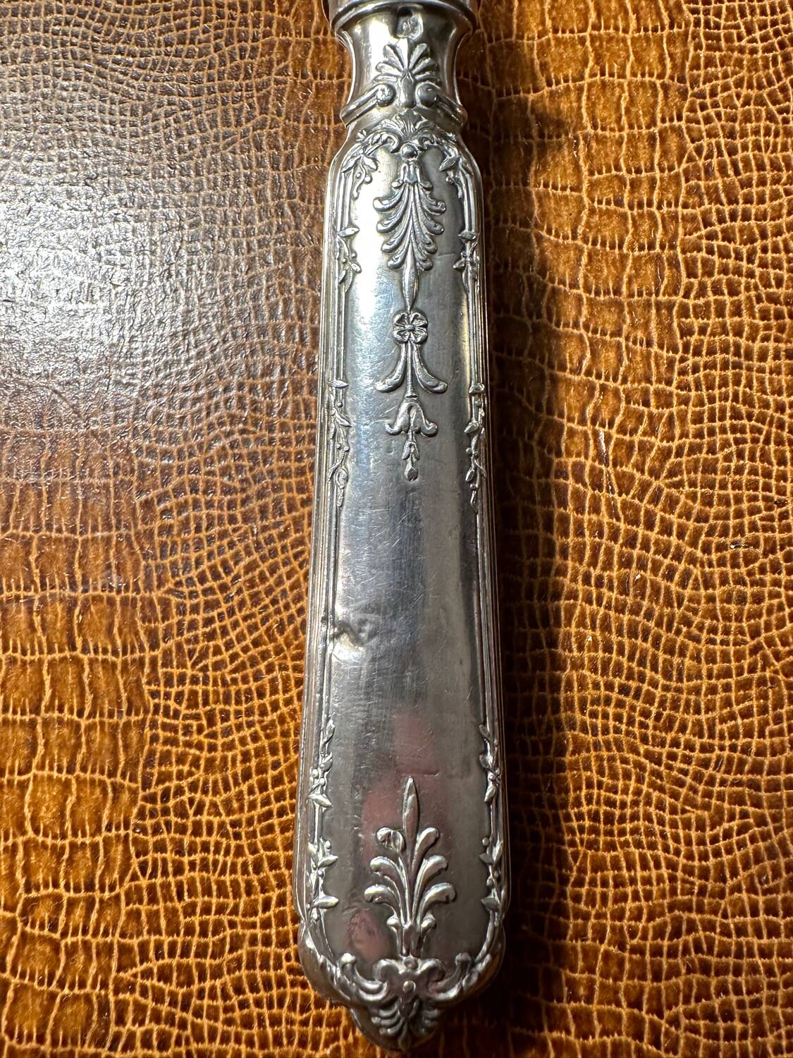 Art-Nouveau Sauce Spoon Floral Decor - Silver & Vermeil