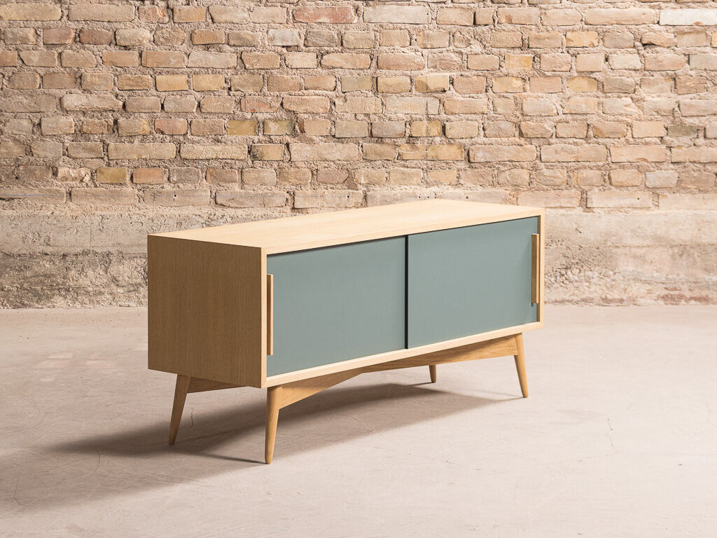 TV stand in oak latte with 2 storage spaces