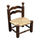 Low chair in oak and straw vintage design 60s