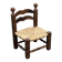 Low chair in oak and straw vintage design 60s