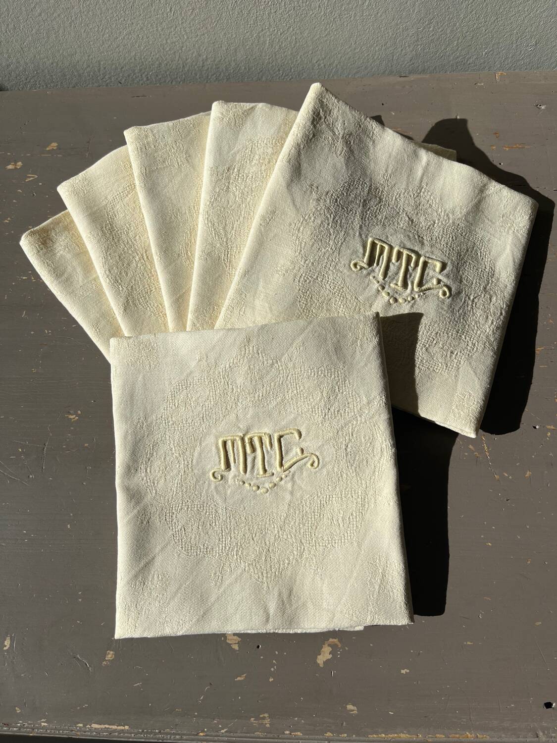 Lot of 6 old monogrammed table napkins