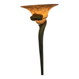 Tentacion Floor Lamp in Bronze and Opaline Edgard Brandt