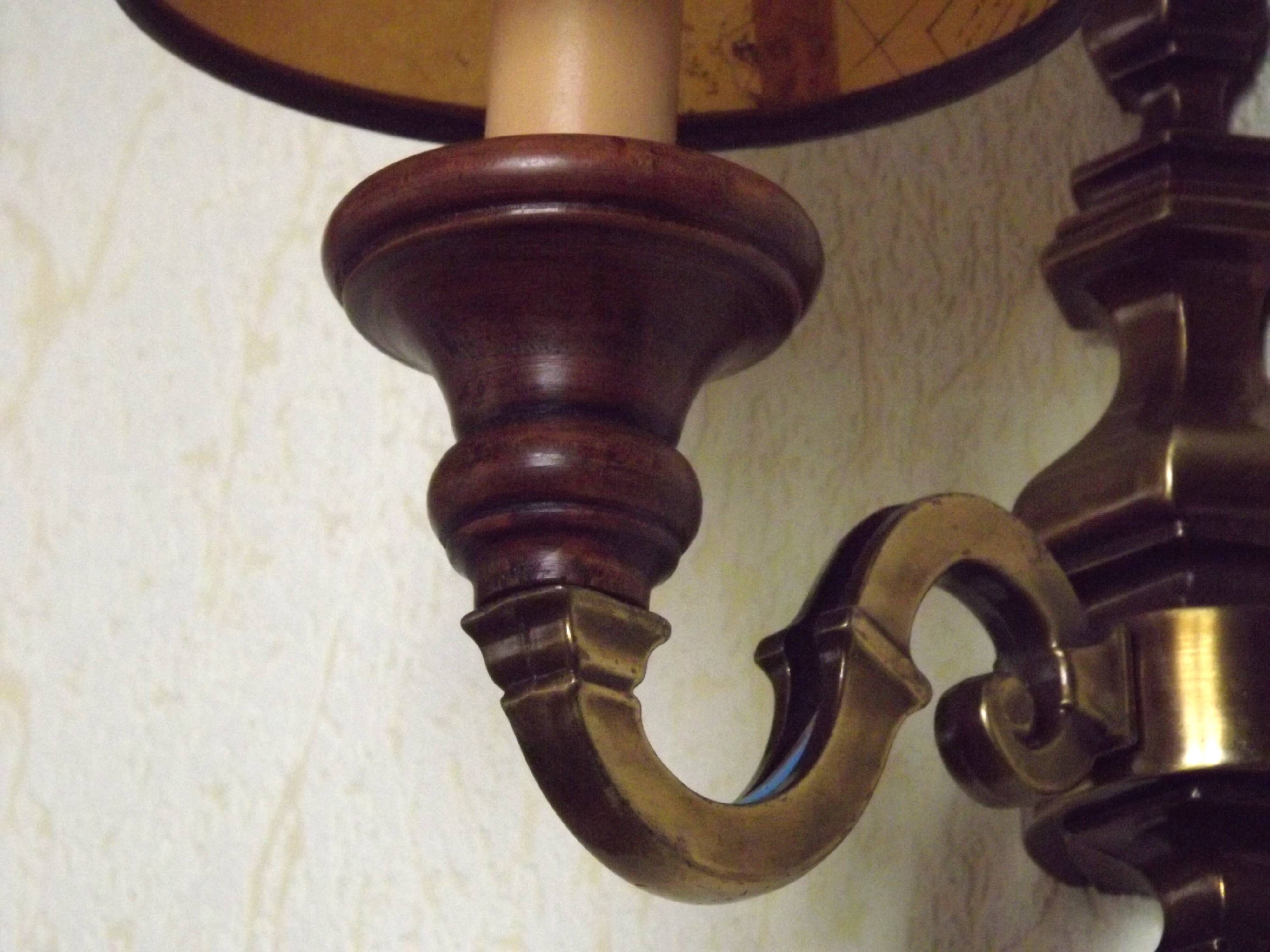 French Vintage Bronze Effect Metal Traditional Wall Light Card Shade 5169
