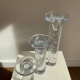 Set of three "Cool" glass candlesticks by Kosta Boda, Sweden, 1999