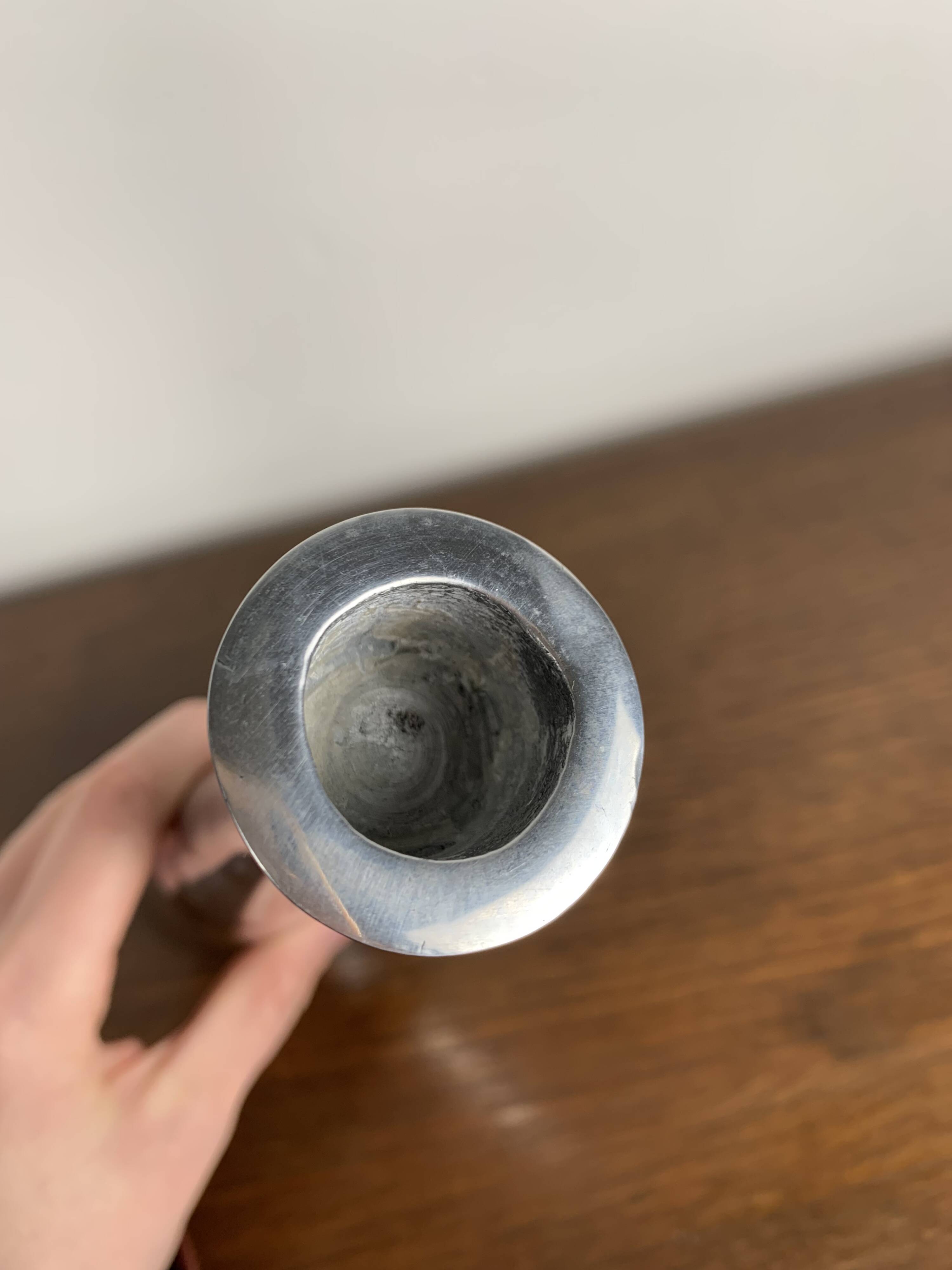 Pair of silver-plated metal candlesticks, Denmark