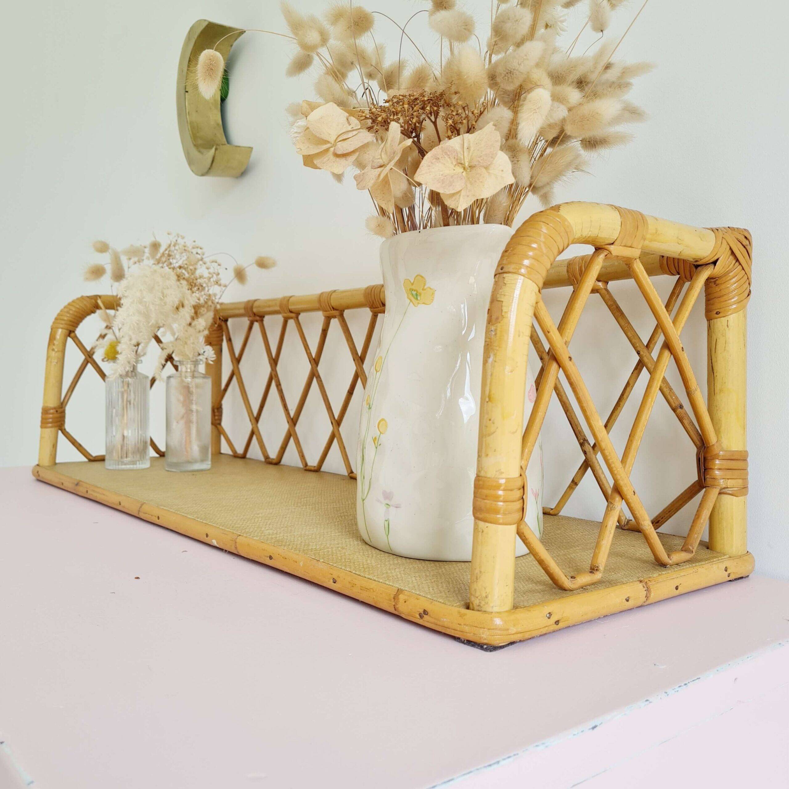 Antique rattan shelf