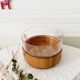 Large Scandinavian glass and wood salad bowl BLOMBERG GOTENE SWEDEN