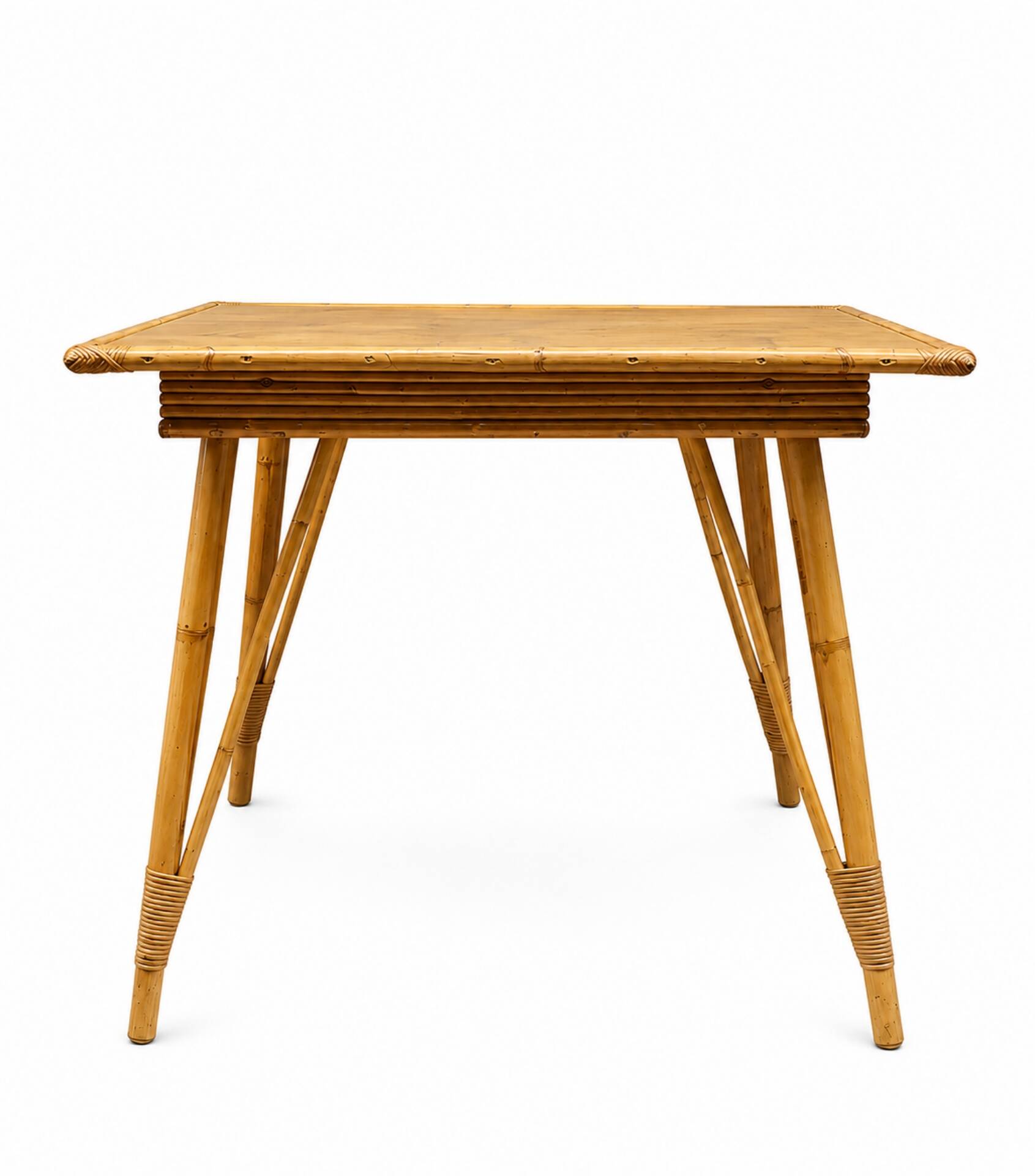 Vintage high table in bamboo / rattan – 1960s