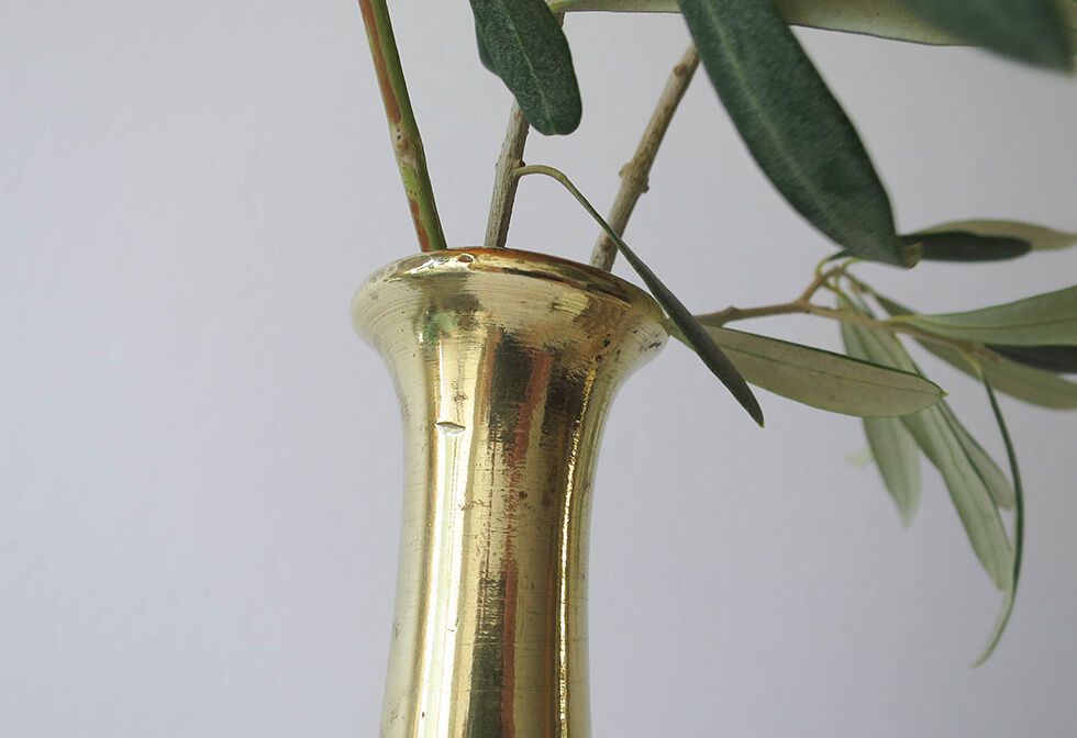 Lot of two brass soliflore vases