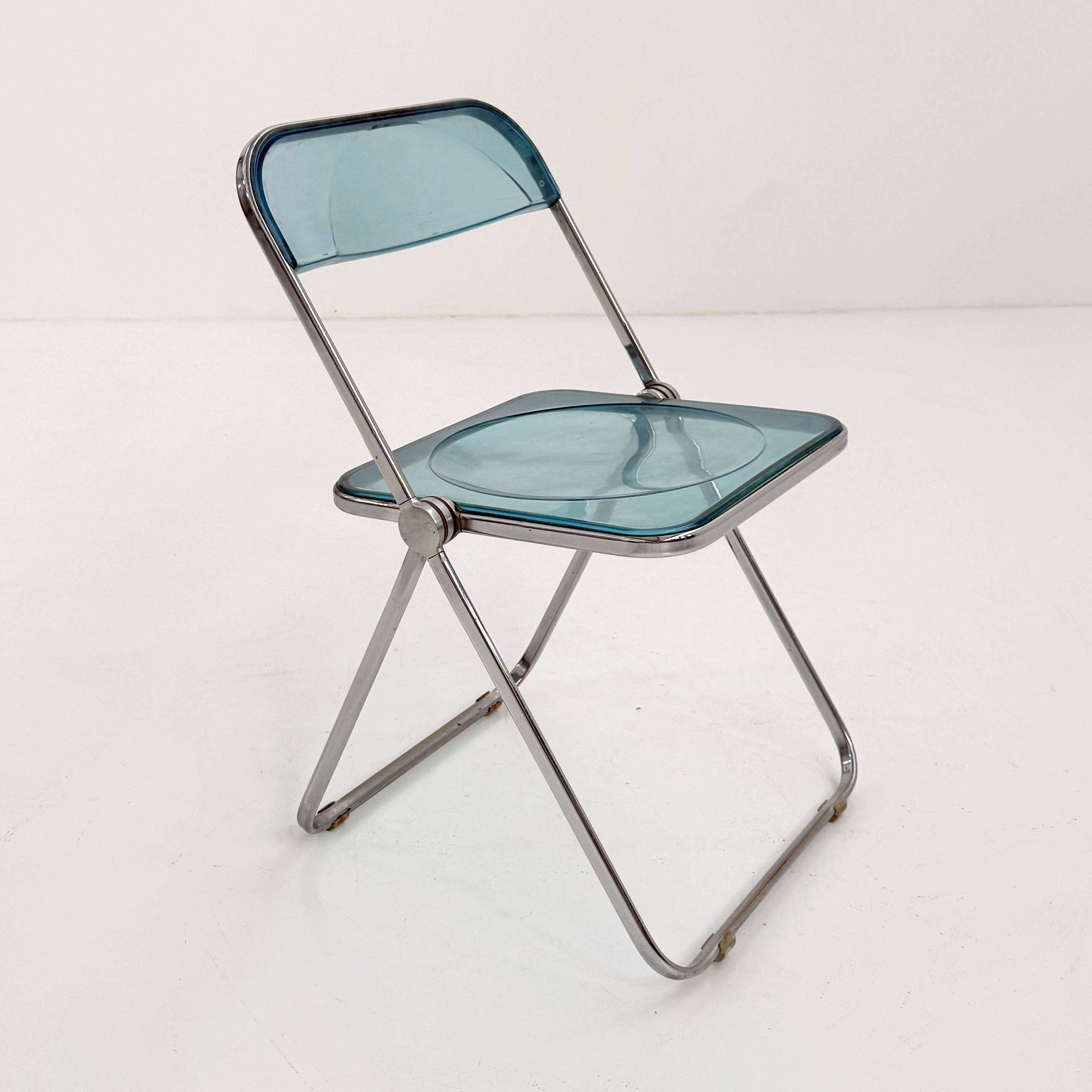 Chaise Plia Bleue par Giancarlo Piretti pour Castelli, 1960