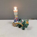 Unique "donkey" table lamp in ceramic with a harlequin pattern, Italy 1970s