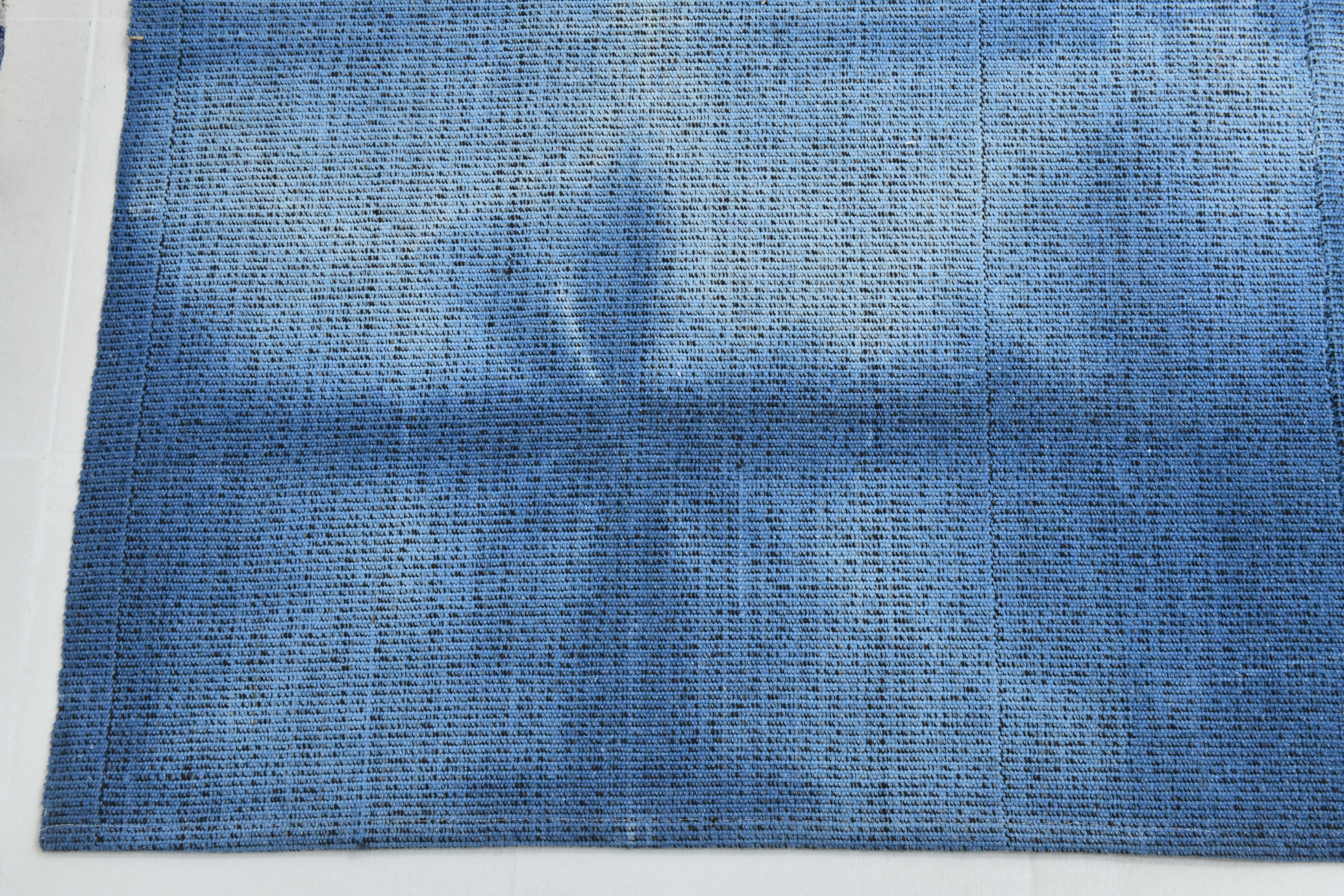 Shades of blue flatweave vintage rug 359x269cm