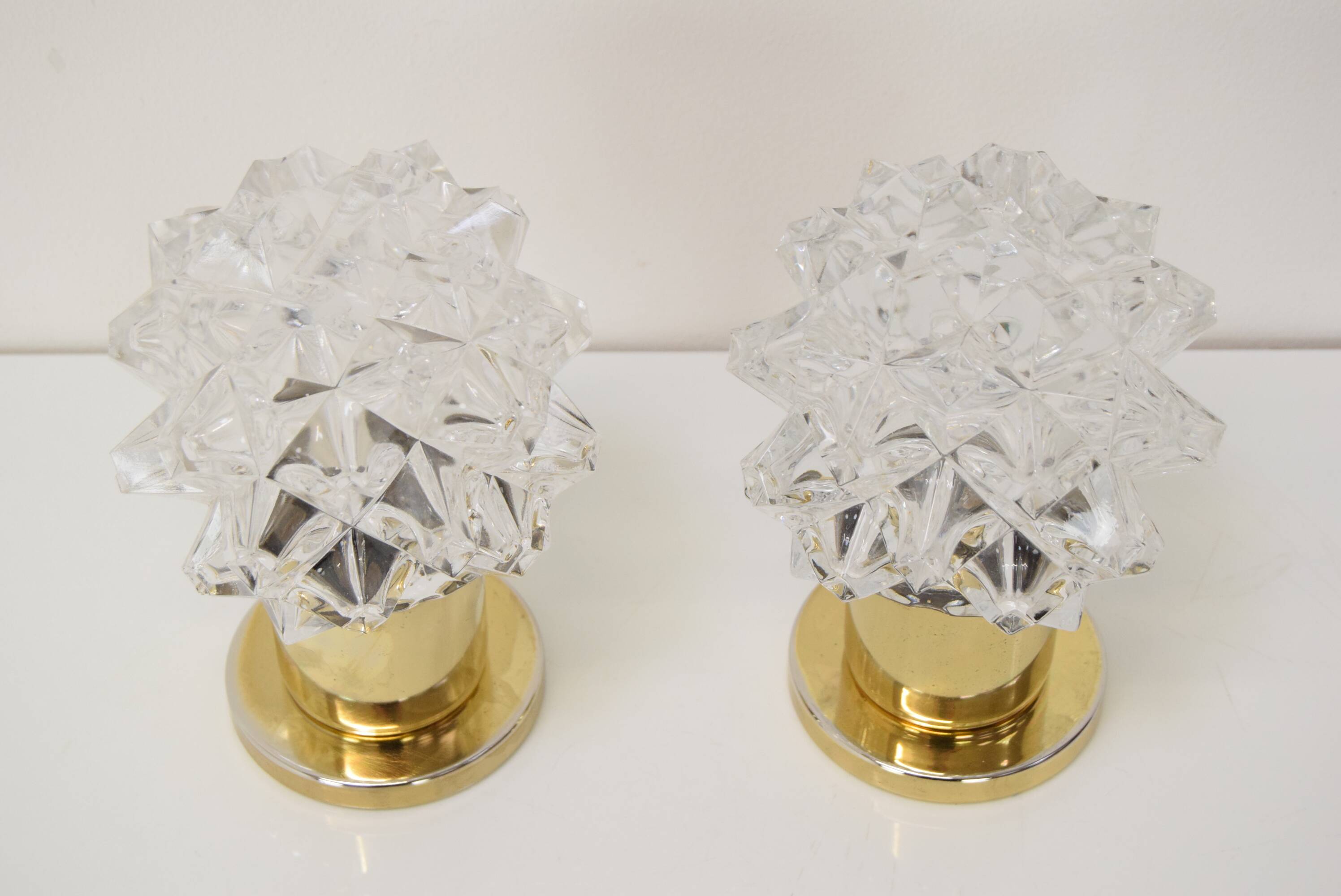 Pair of Design Table or Wall Lamps by Preciosa, Kamenicky Senov, Czechoslovakia, 1960's.