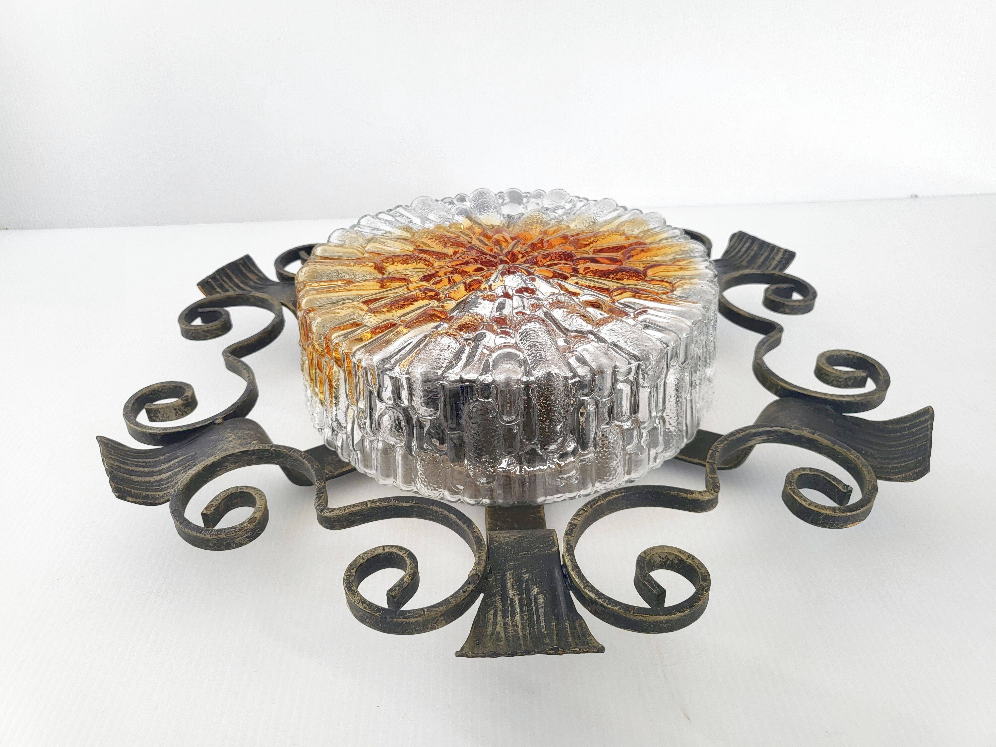 Vintage brutalist wall or ceiling light 1970