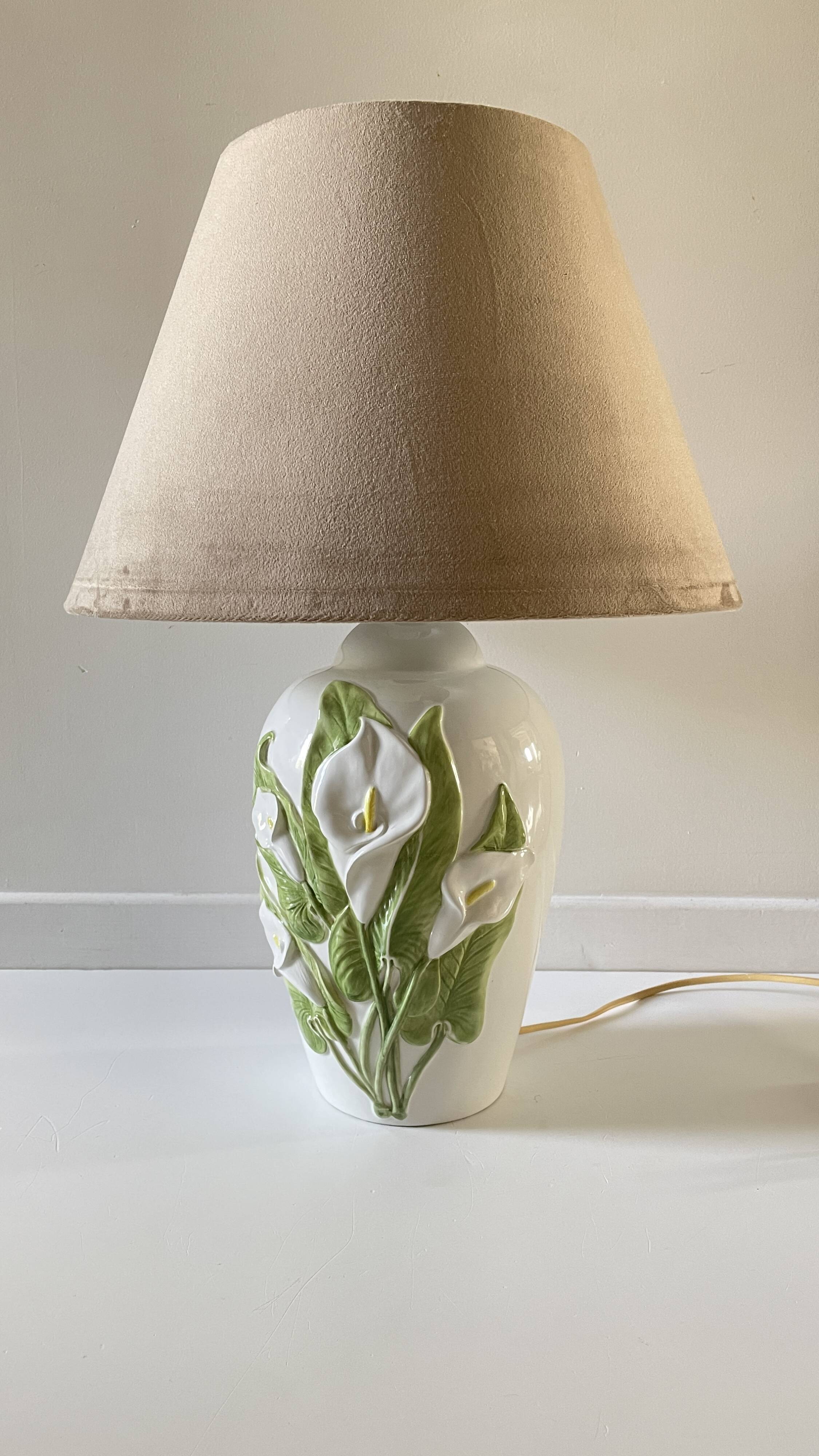 Lampe italienne fleurs d'arum vintage