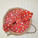 Vintage rattan basket for knitting and work