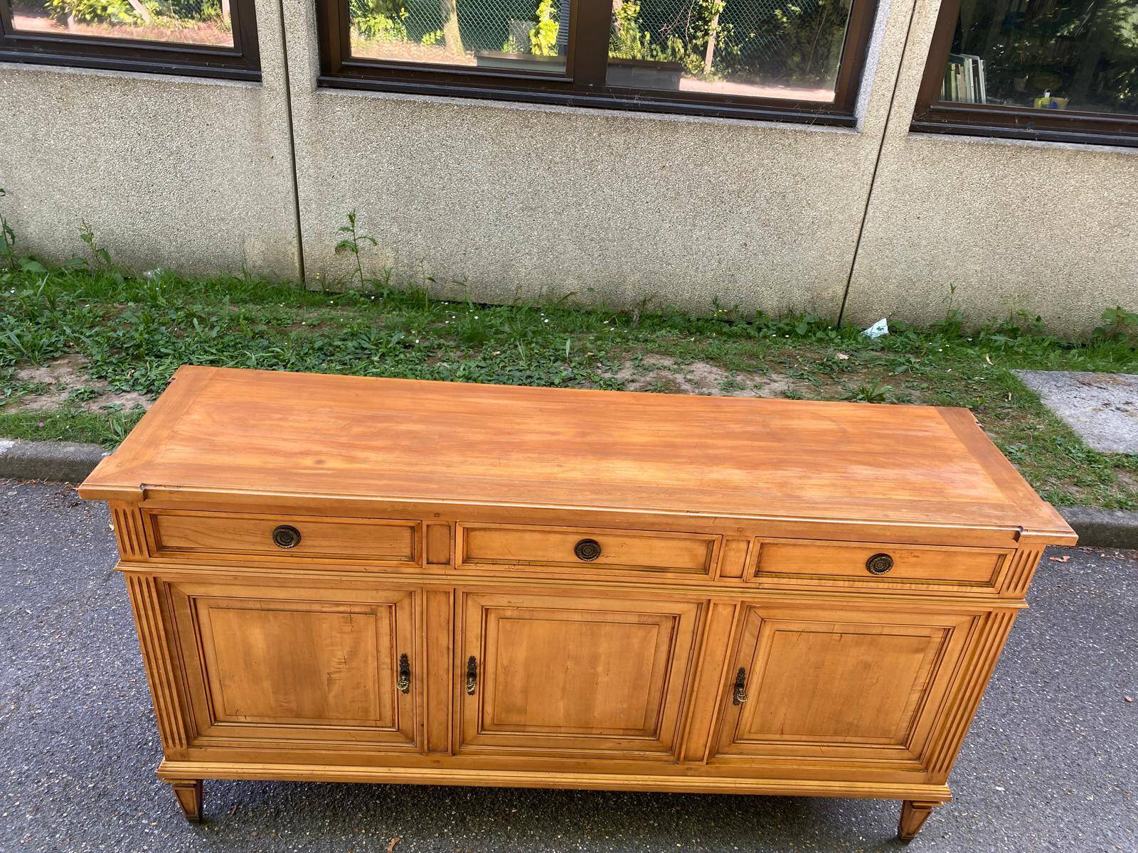 Louis XVI solid oak sideboard with 3 doors and 3 drawers, 175 cm