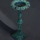 Vintage candlestick holder in patinated green-grey cast iron, 32.5 cm