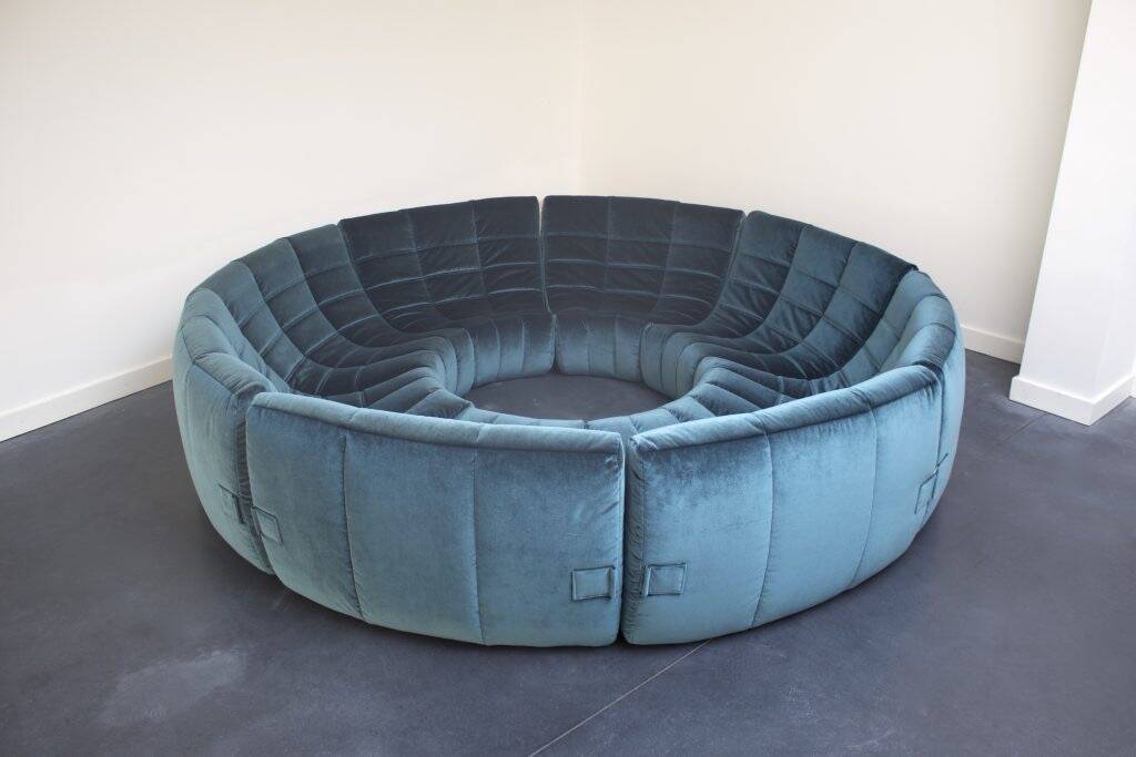Rare and Exceptional 'Gilda' Circle Sofa in Velvet by Michel Ducaroy, 1972
