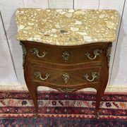 Late 19th-century Louis XV commode in oak, rosewood, and marble top
