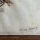 Old watercolour of a tree, botanical study signed, mid-20th century.