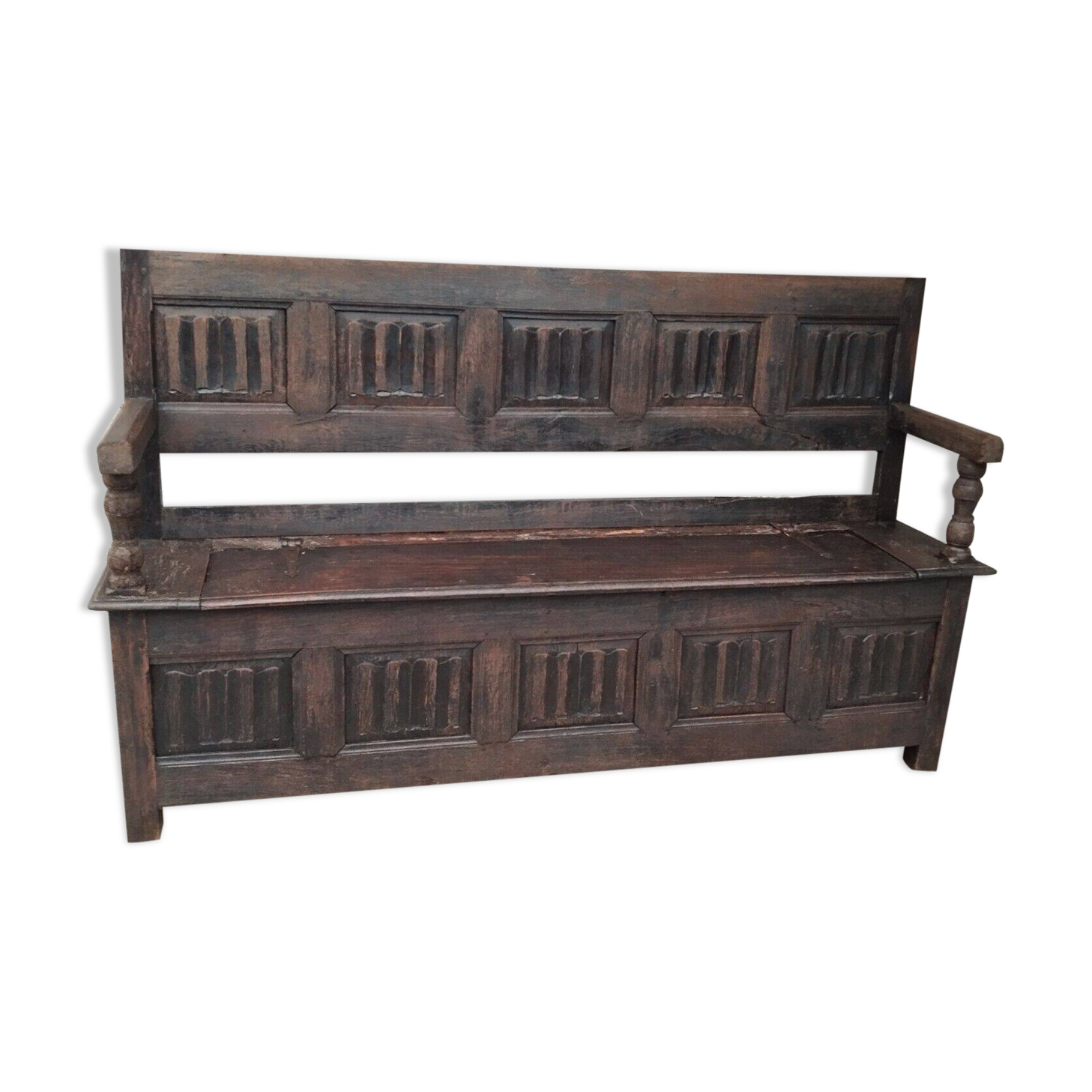 Gothic oak chest bench