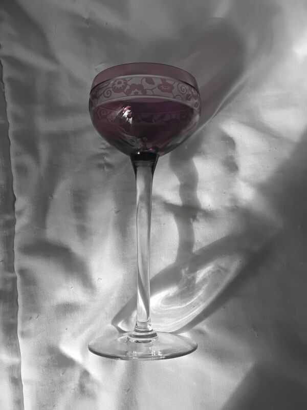 Verre à vin 14cl cristal de Nancy Houillon doublé améthyste art deco
