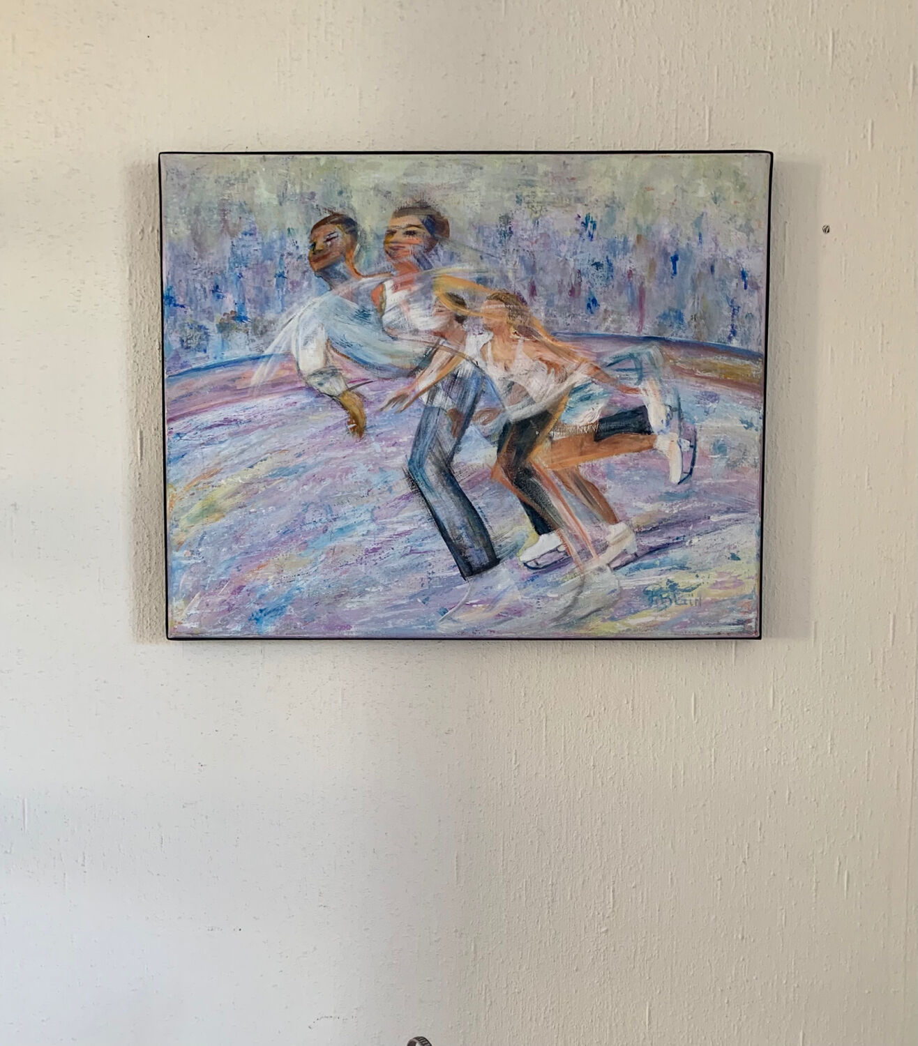 Oil on canvas ice skating