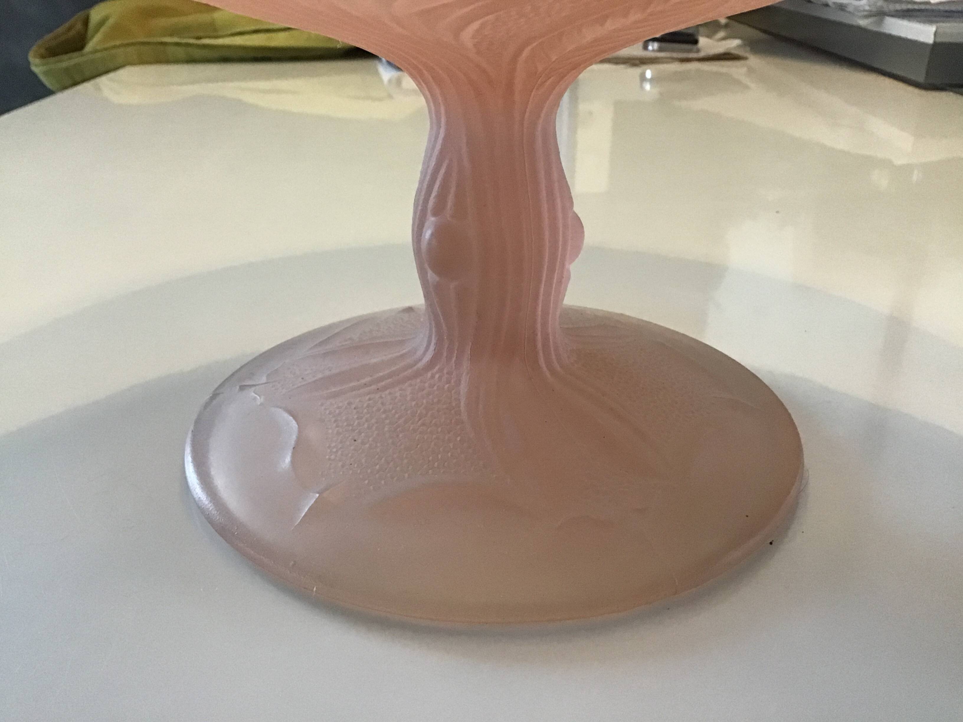 Art Deco pink glass paste fruit bowl/compote dish