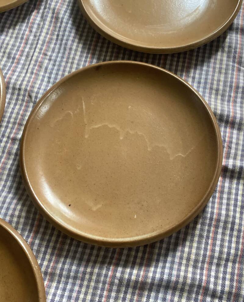 8 beige Berne stoneware plates wabi sabi