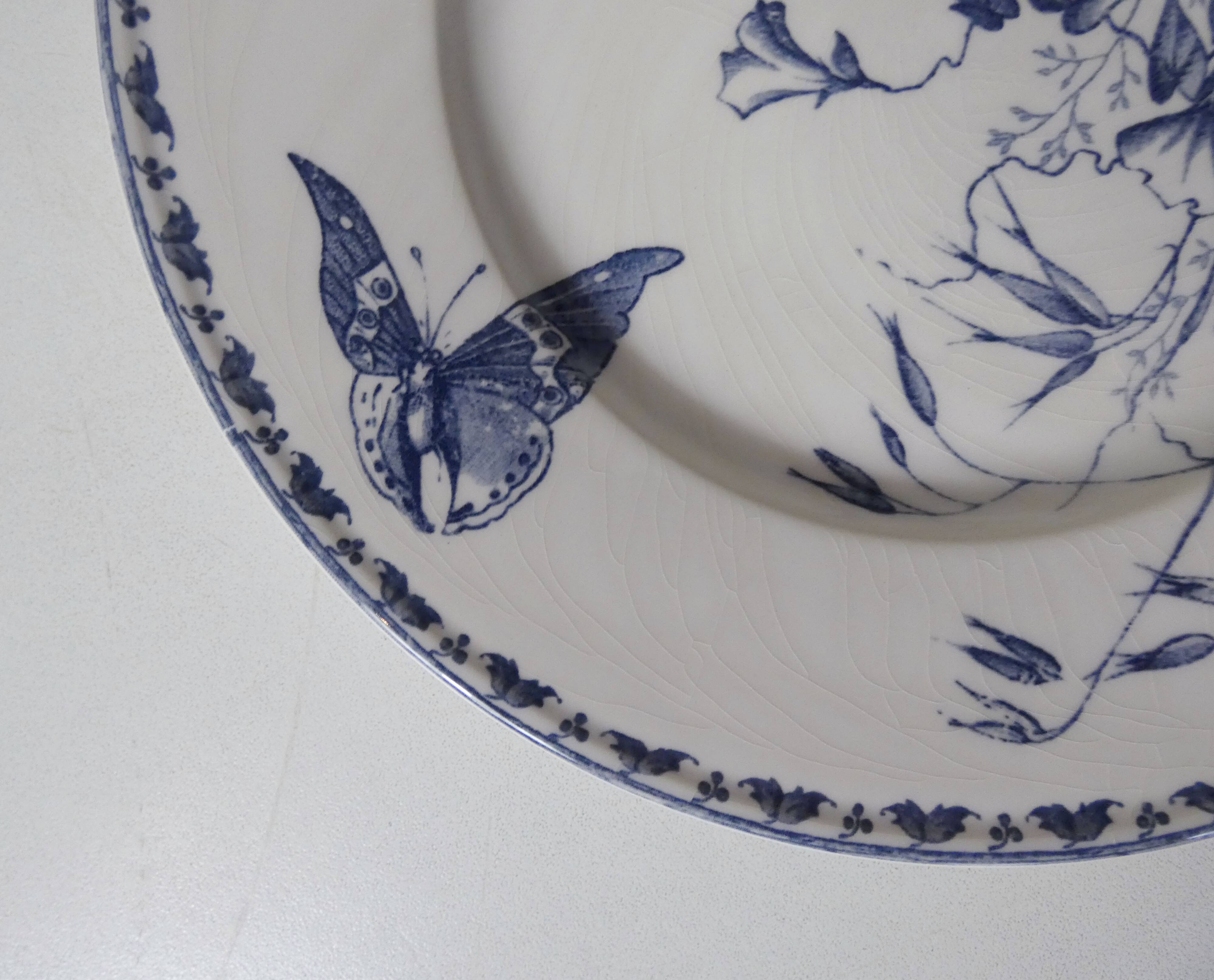 Terre de fer 6 Sarreguemines butterfly dessert plates