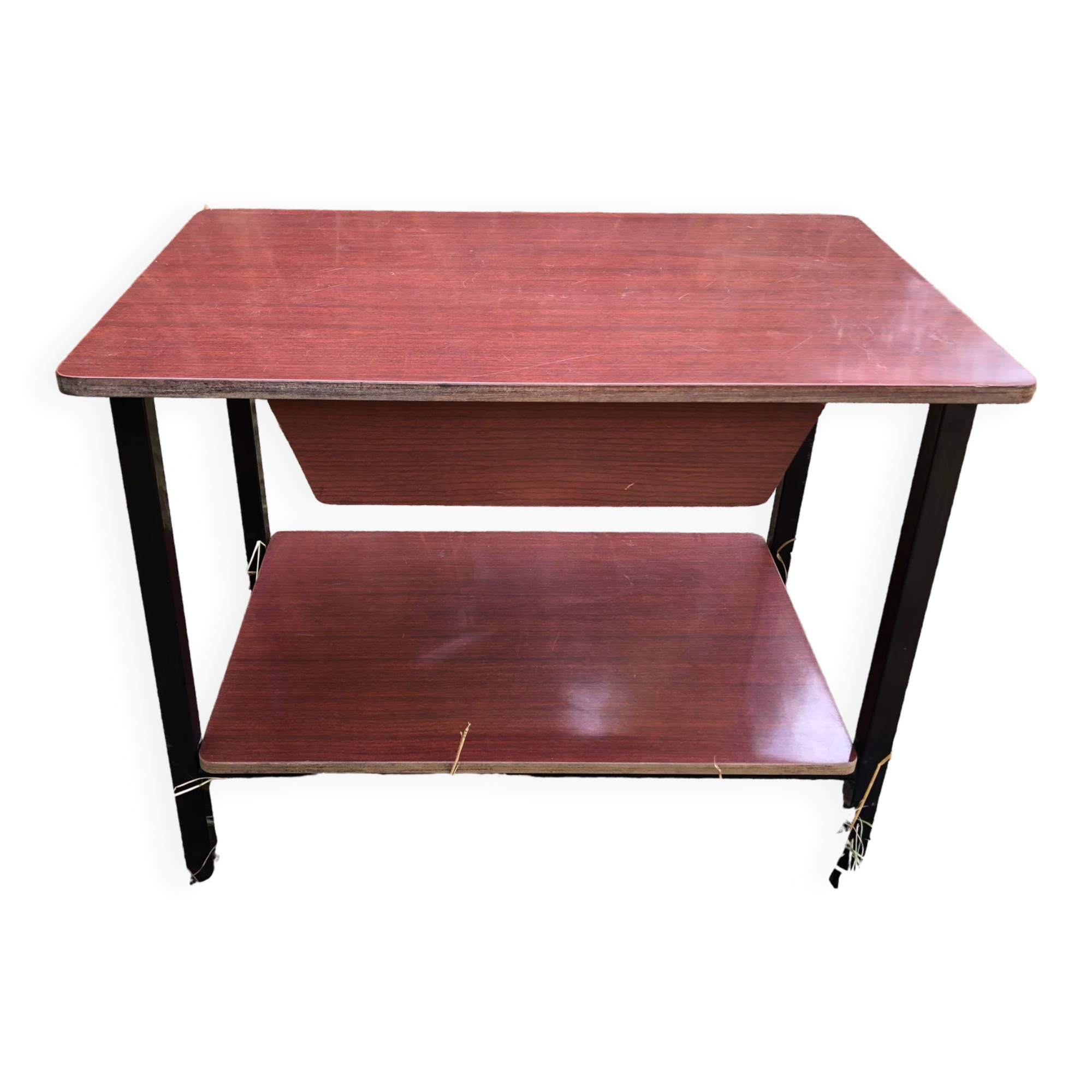 Bedside table or nightstand Formica brown 60s vintage