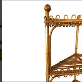 Étagère d'angle sur pied en bambou et rotin